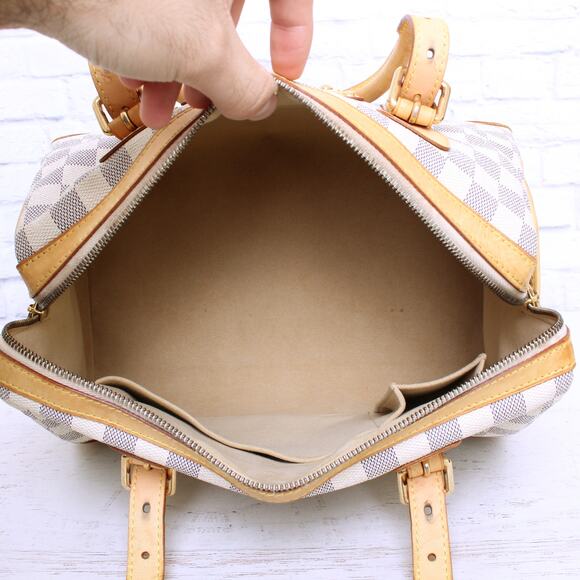 Louis Vuitton Berkeley Damier Azur Tote Shoulder Bag White Boston Duffle A5343 - Picture 4 of 11